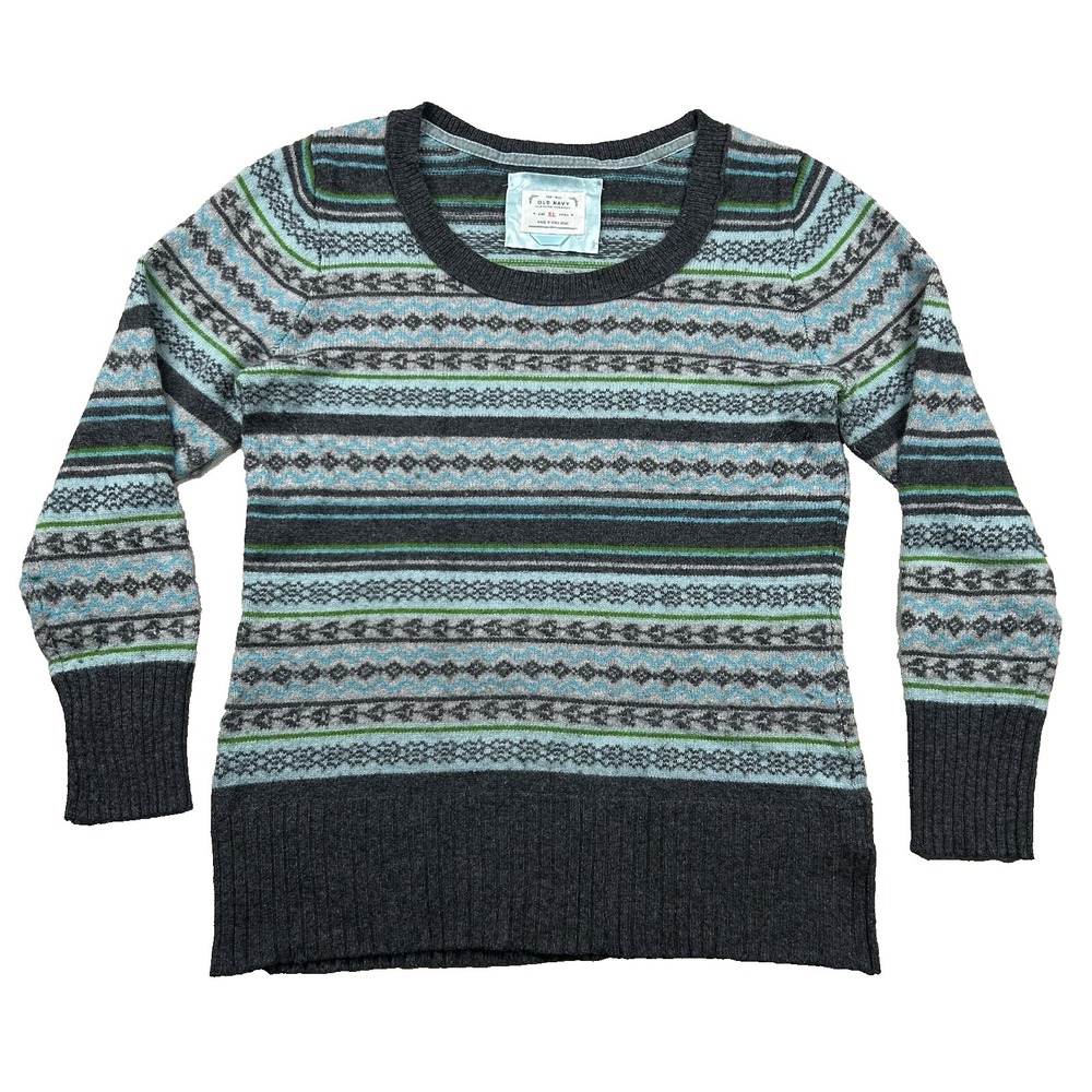 Vintage Old Navy Sweater Womens XL Wool Rabbit Angora Nordic Winter Geometric
